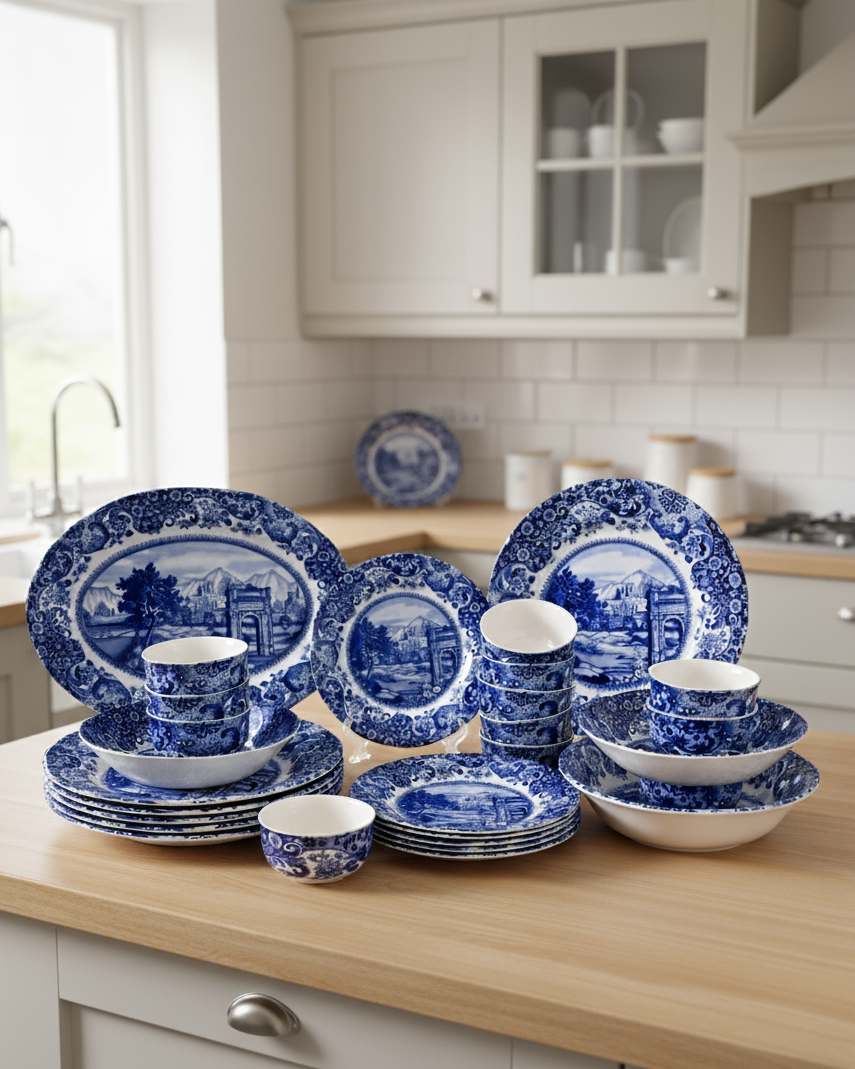 Roman Light Blue Dinner Set - 28 Piece