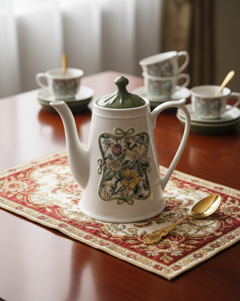 Green Blossom Garden Tea set - Set Of 5