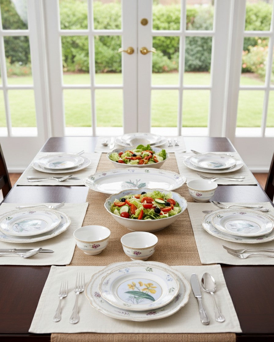 Botanical Grace Ceramic Dinner Set - 22 Piece