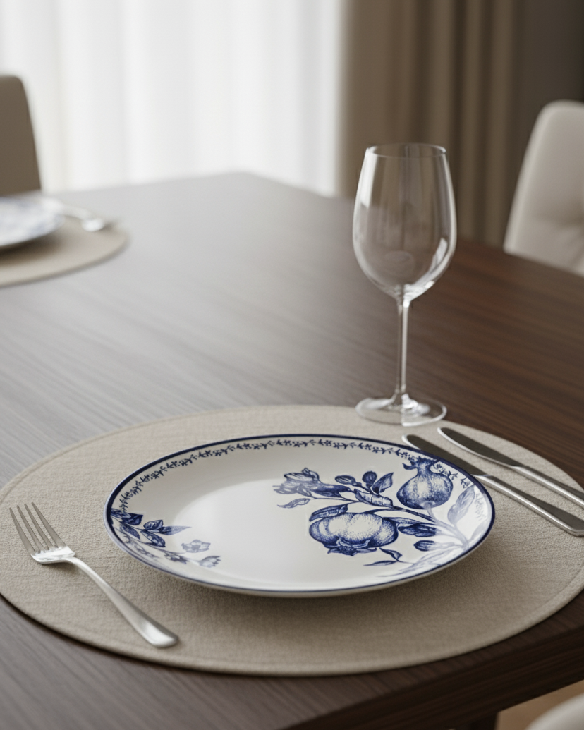 Timeless Pomegranate Charm Dinner Set Blue - Set of 16