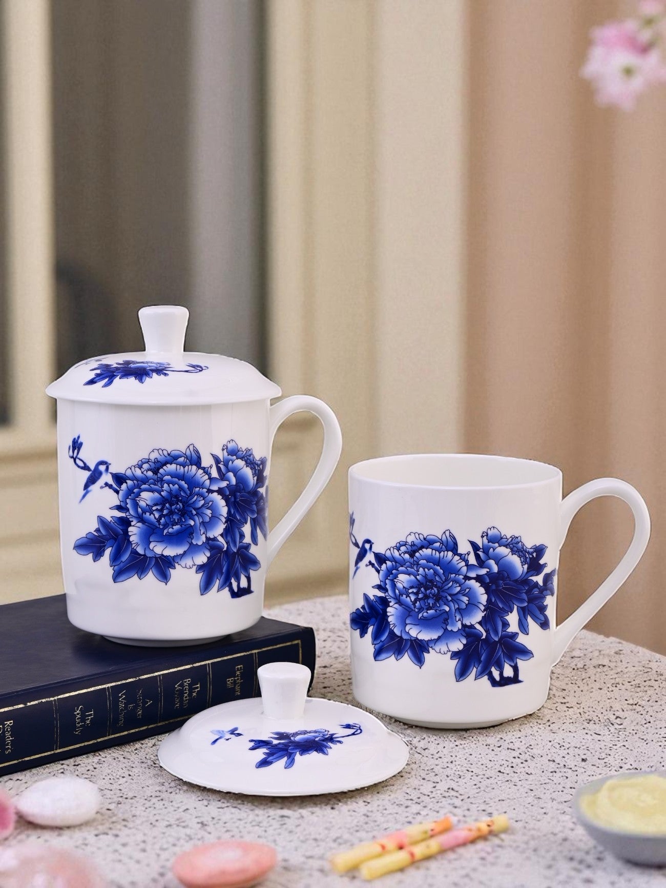 'Royal Blue Blossom' Fine Porcelain Mug