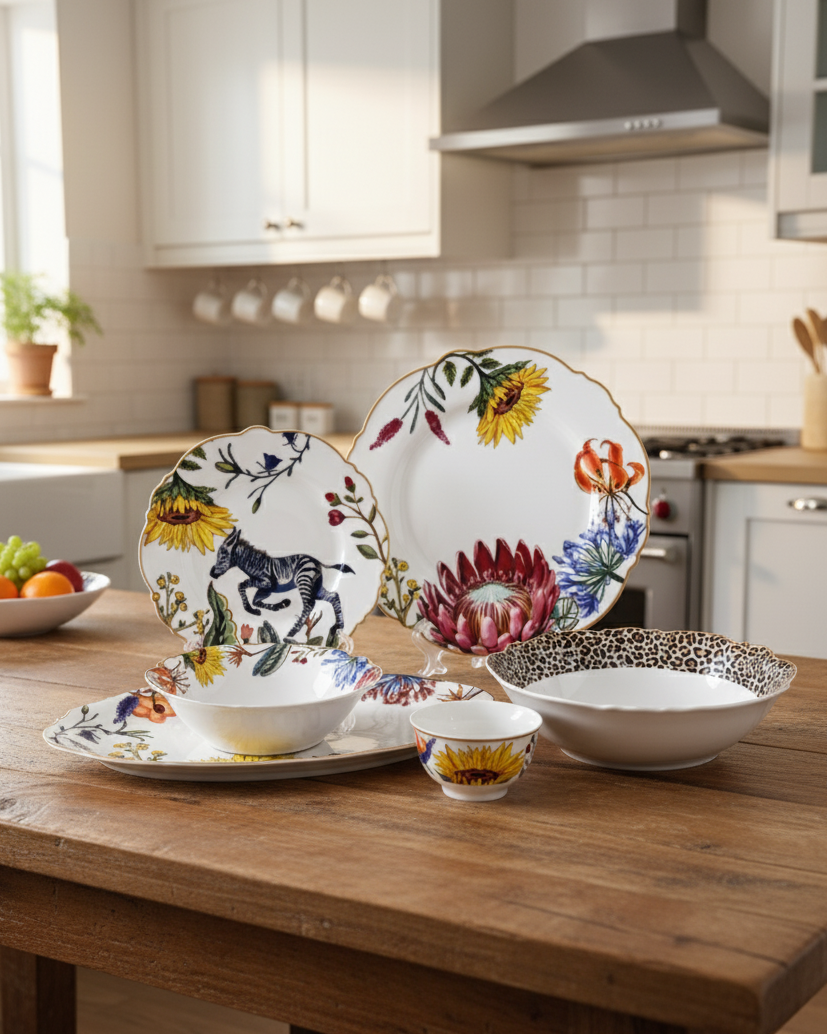 Blooming Elegance Floral Dinner Set - 22 Piece