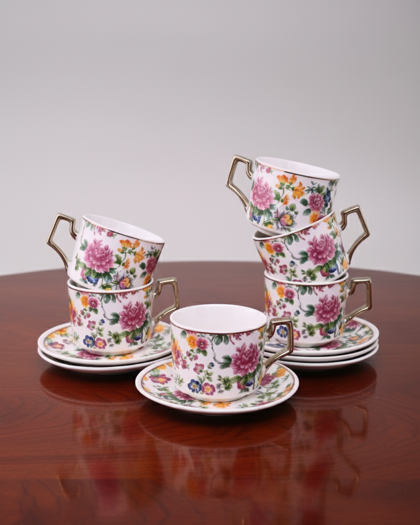 Botanic Grace Tea Cup & Saucer - Set Of 6