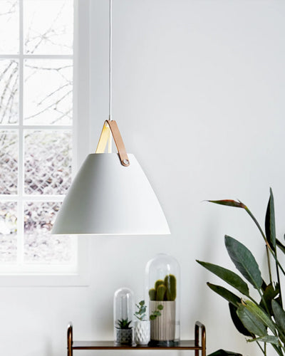 Leather Strap Pendant Light - White