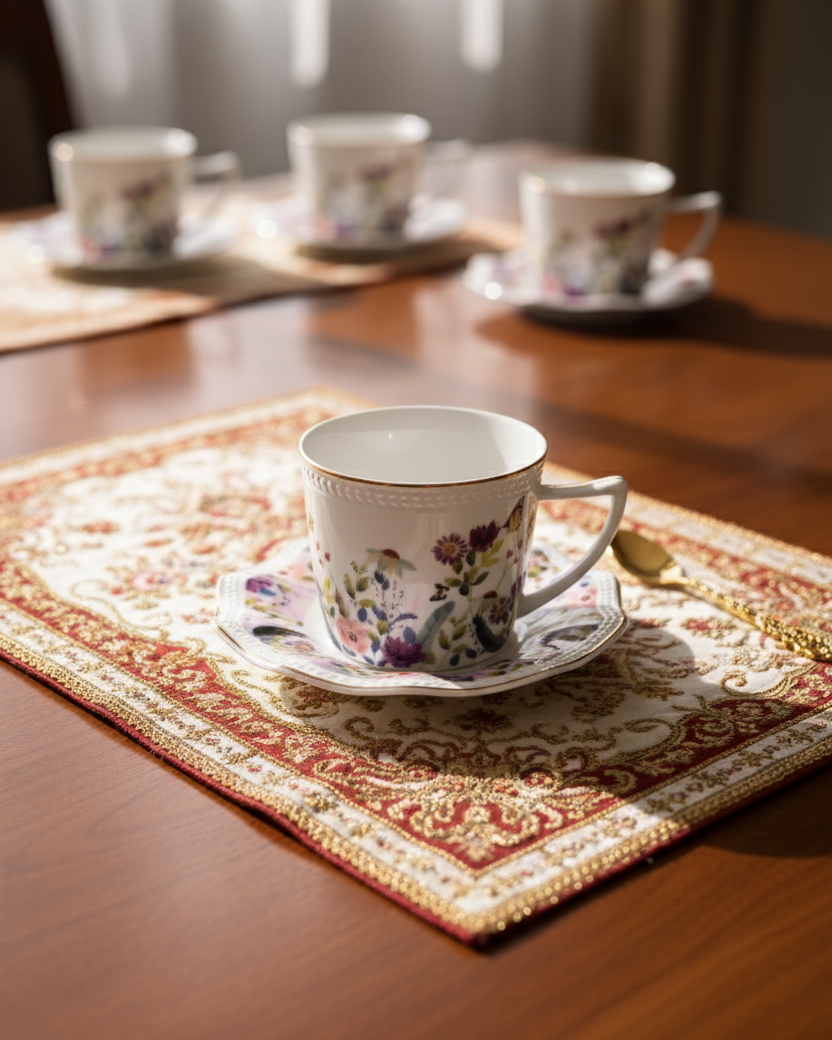 Spring Bloom Tea Cup With Saucer - Set Of 6