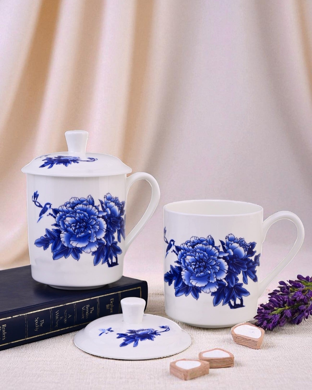 'Royal Blue Blossom' Fine Bone China Mug