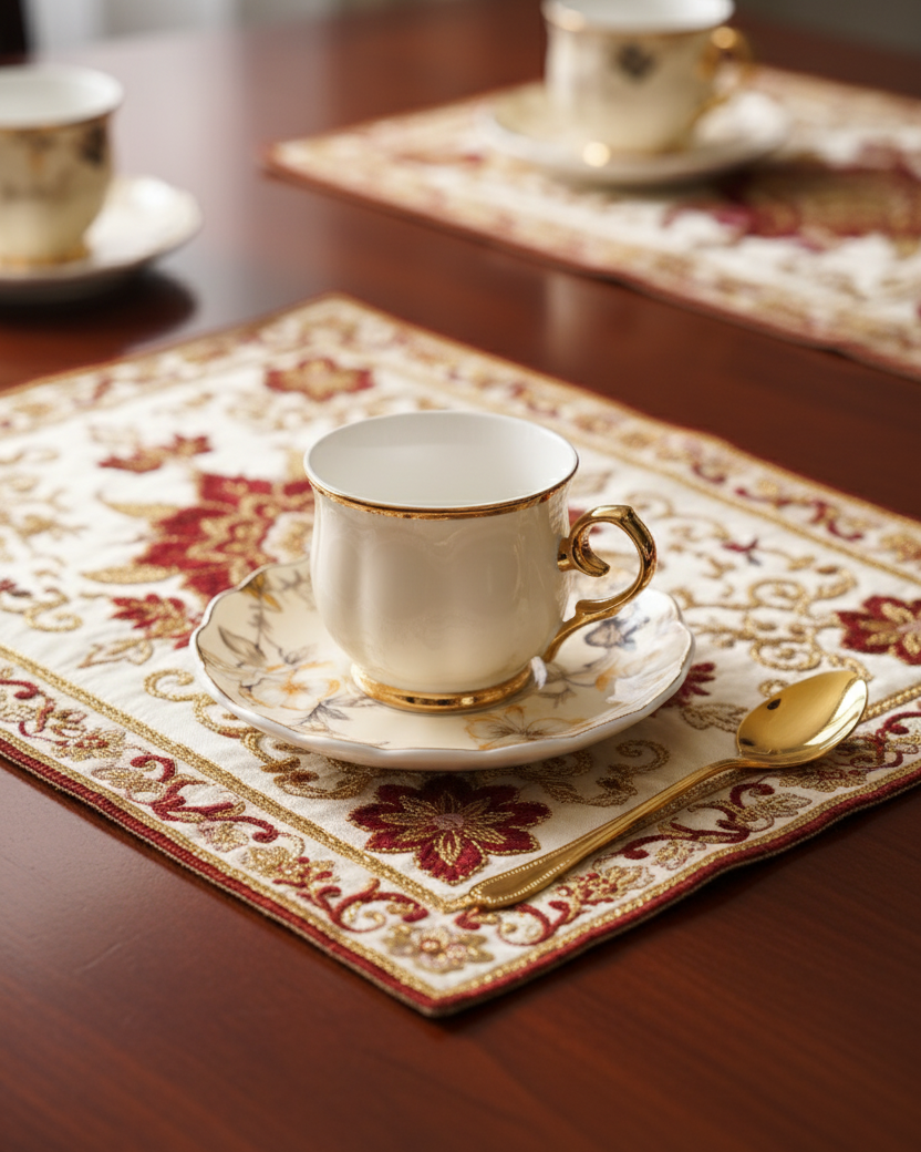 Golden Aura Tea Cup With Saucer - Set Of 6
