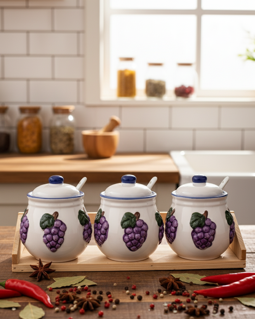 Graceful Grapes Condiment Server - Set Of 3