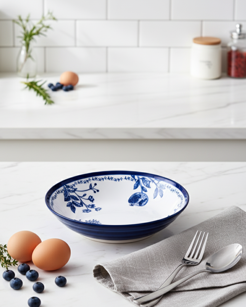 Timeless Pomegranate Charm Dinner Set Blue - Set of 16