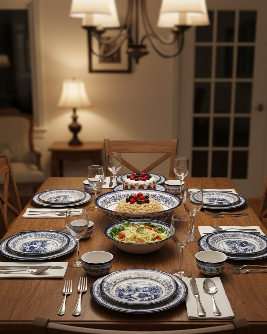 Halcyon Blue Ceramic Dinner Set - 28 Piece
