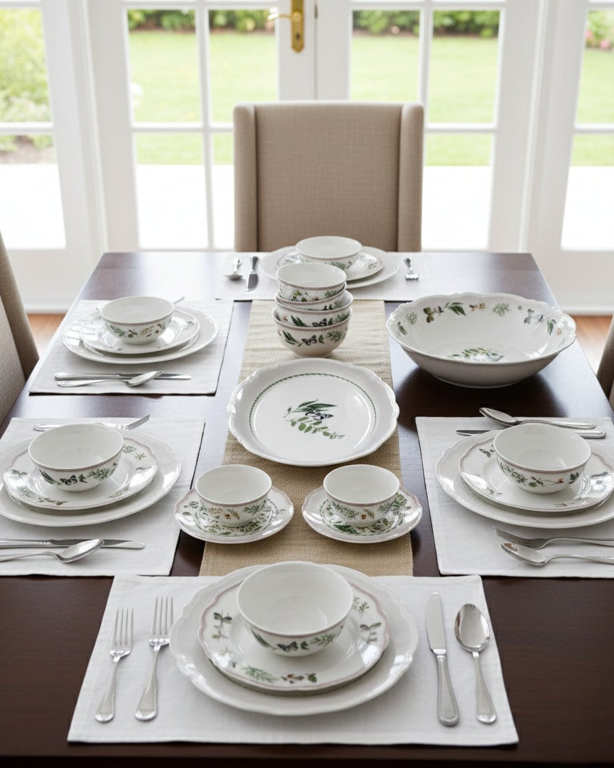 Botanical Harmony Ceramic Dinner Set - 22 Piece