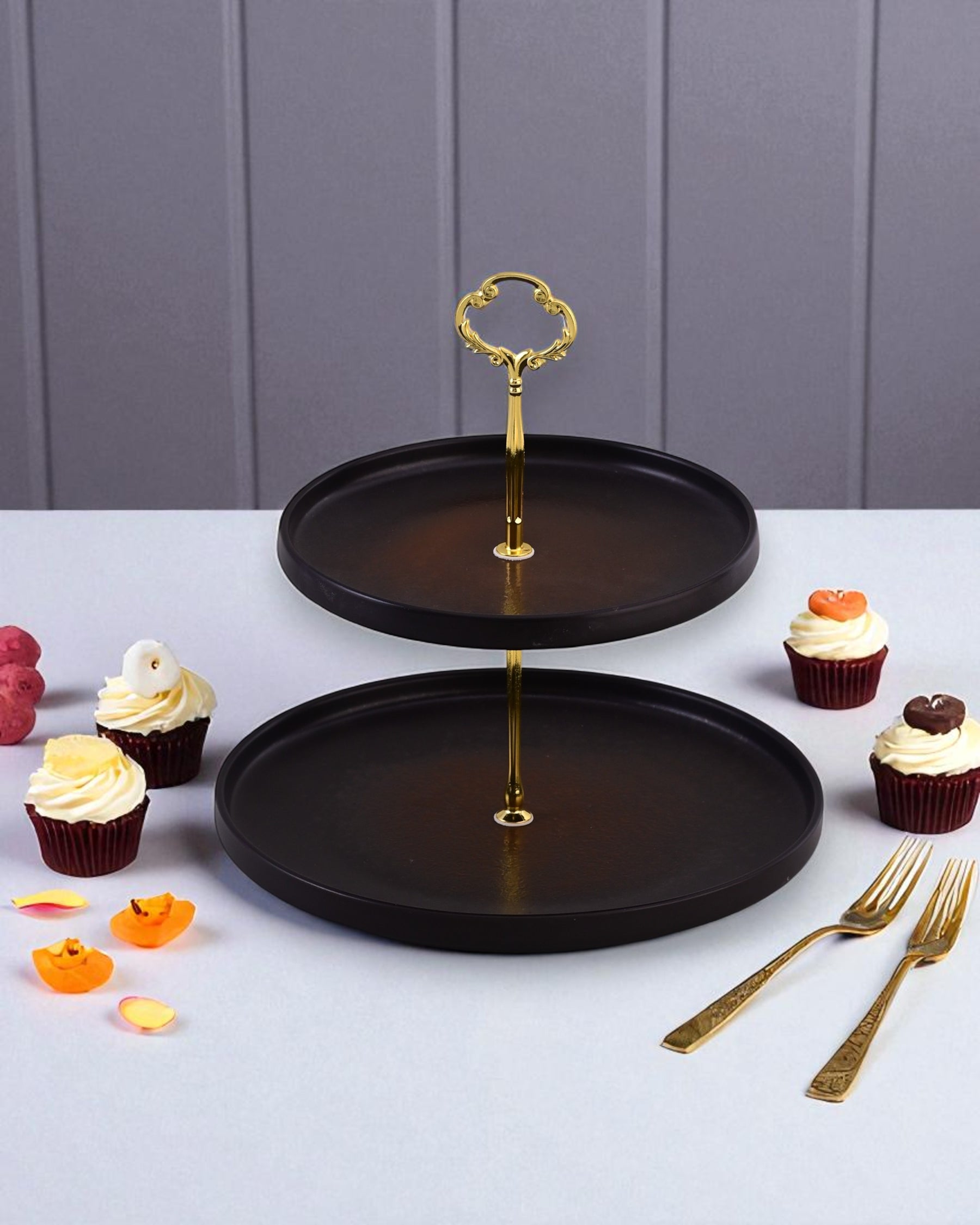 Charcoal Eclipse 2-Tier Cake Stand