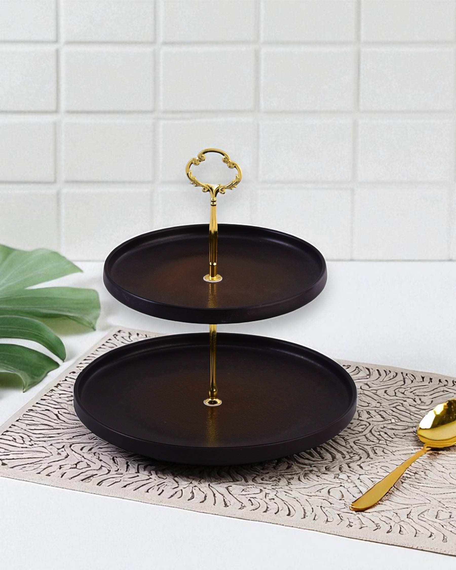 Charcoal Eclipse 2-Tier Cake Stand