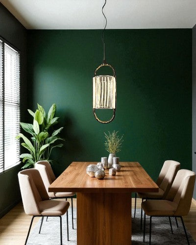 Halo Frame Ribbed Glass Pendant