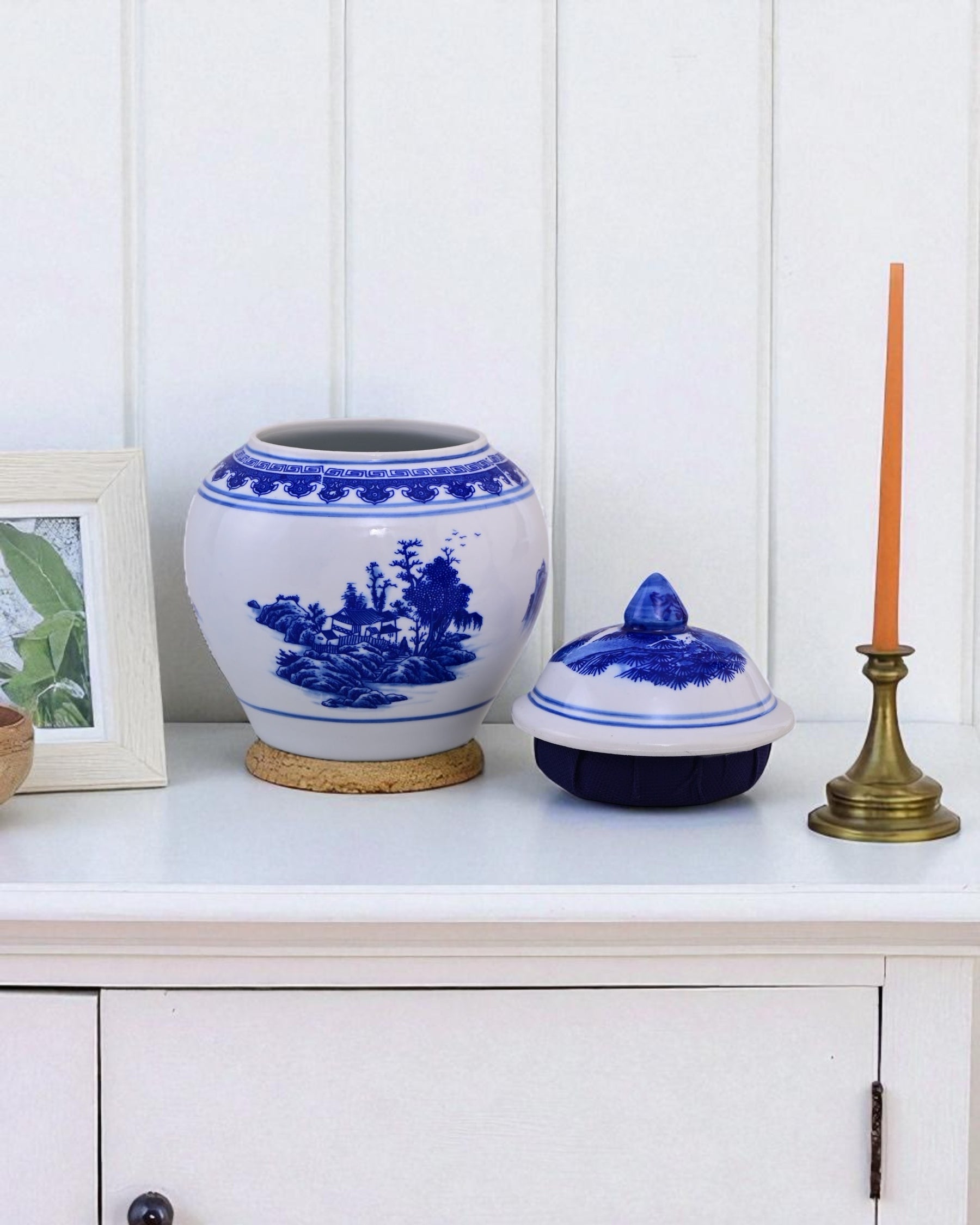 Blue & White Landscape Storage Jar