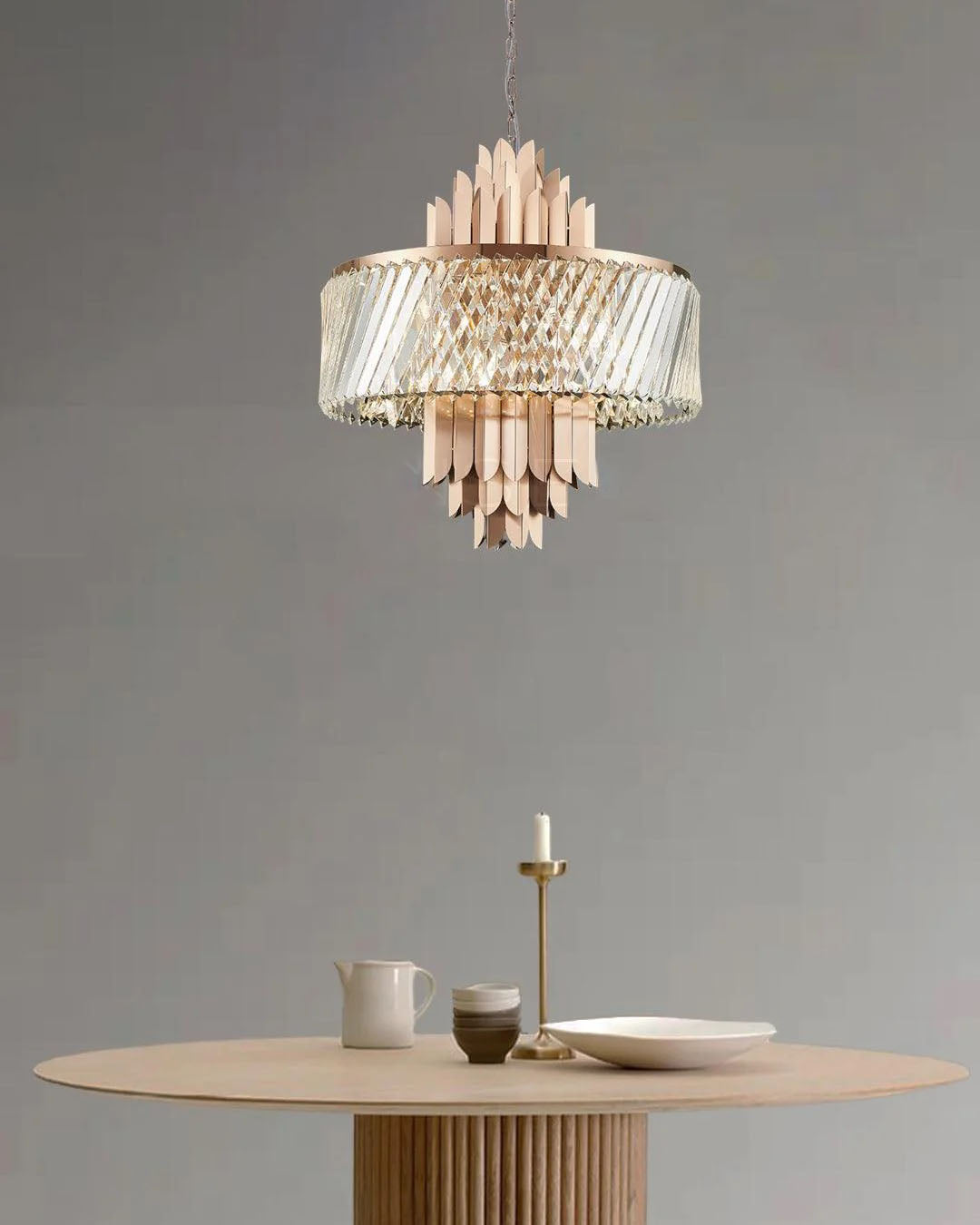 Rose Quartz Crown Chandelier