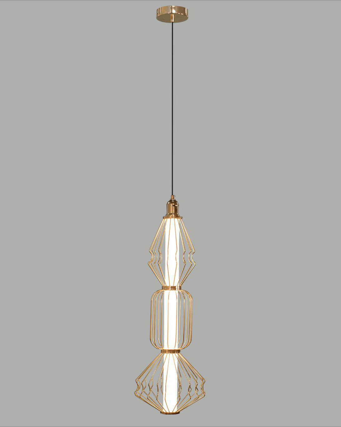 Stacked Metal and Crystal Hanging Light