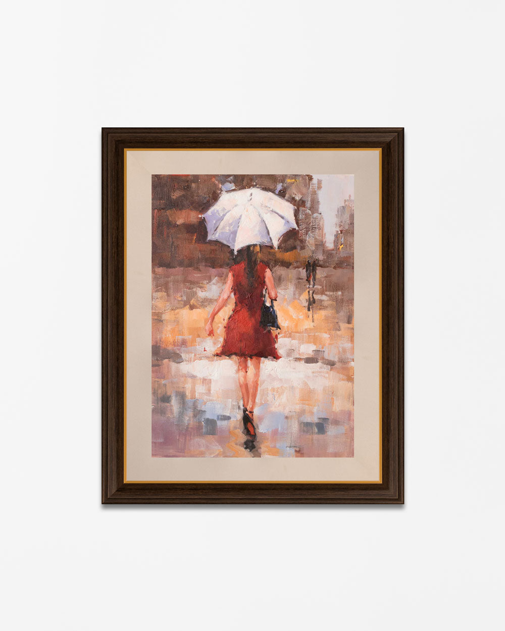 "Morden Art Umbrella Walk" Handmade Oil Painting 24"x 36" - The Decor Kart