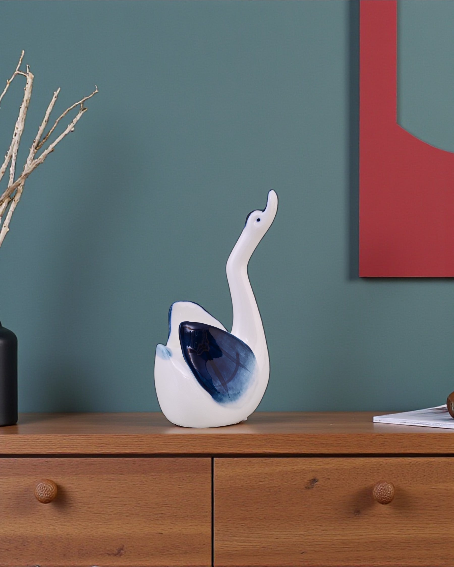 Blue & White Graceful Swan Figurines - Set Of 4