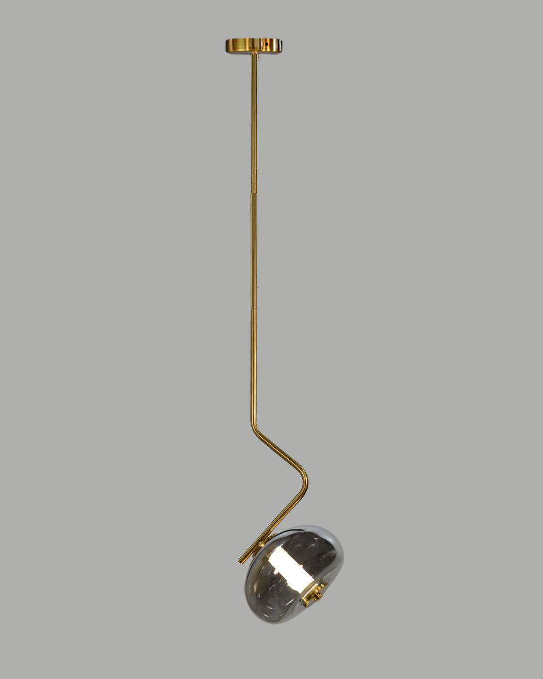 Gold Delta Smoke Glass Pendant Light