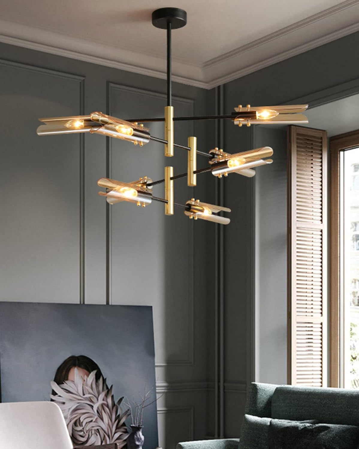 8 Head Cylindrical Shade Chandelier