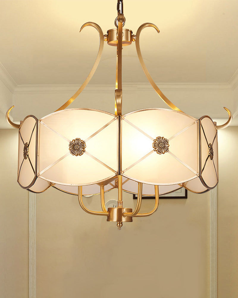 Oriental-Inspired Golden Drum Chandelier