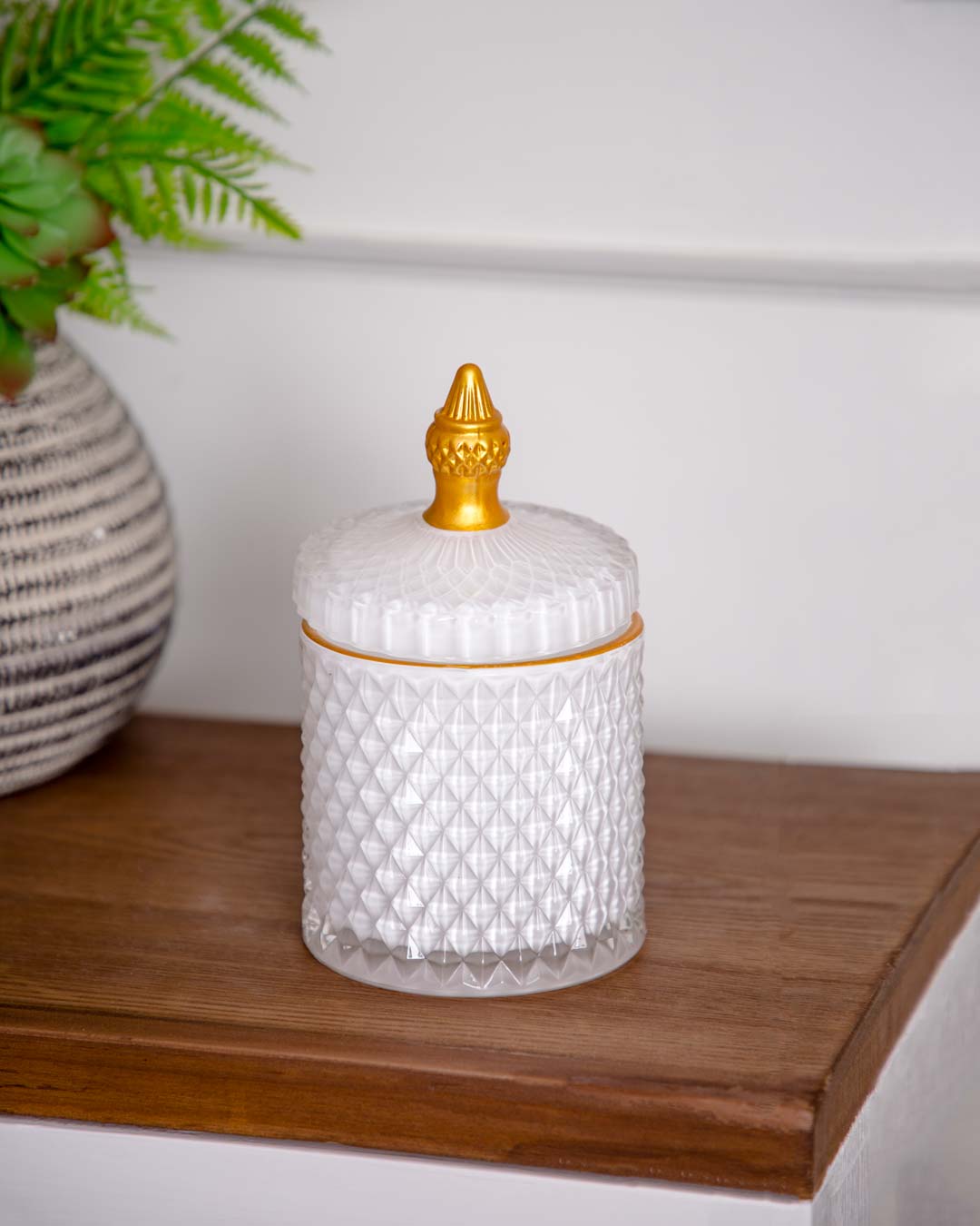 Diamond Candy Buffet Jar - White - The Decor Kart