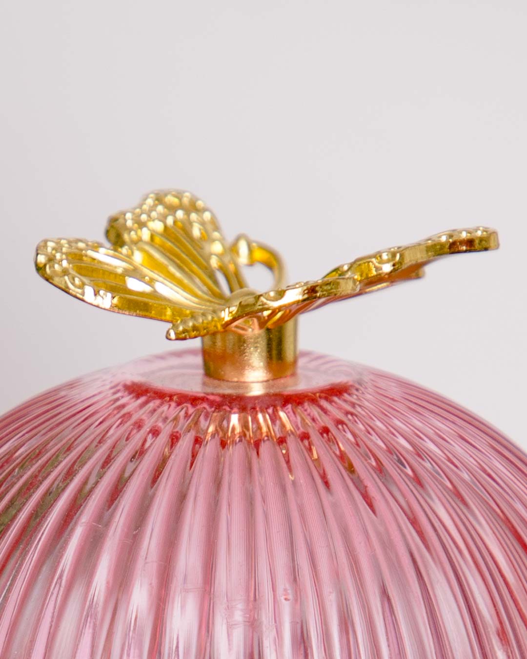 Ruby Ribbed Glass Storage Jar - Pink