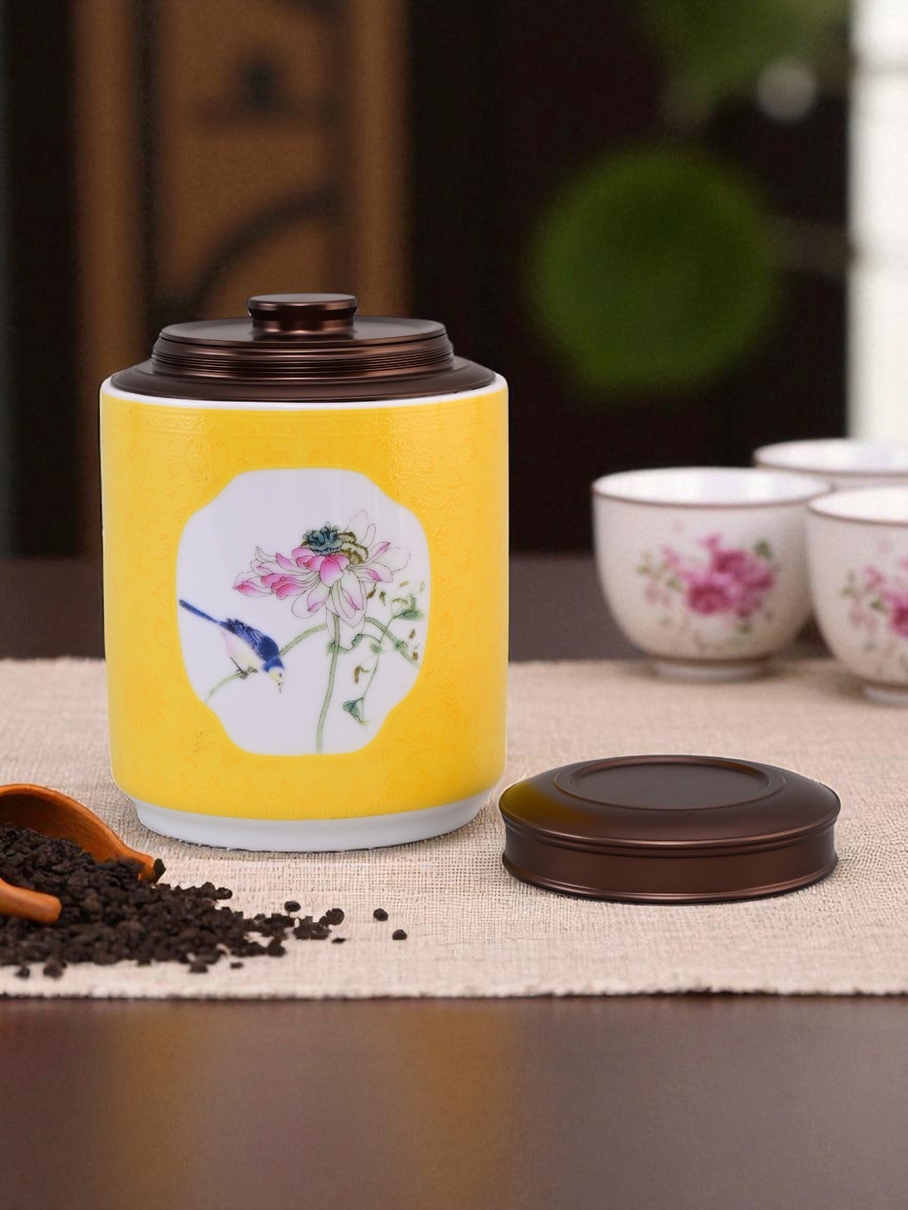 Canton Porcelain Storage Jar - Yellow