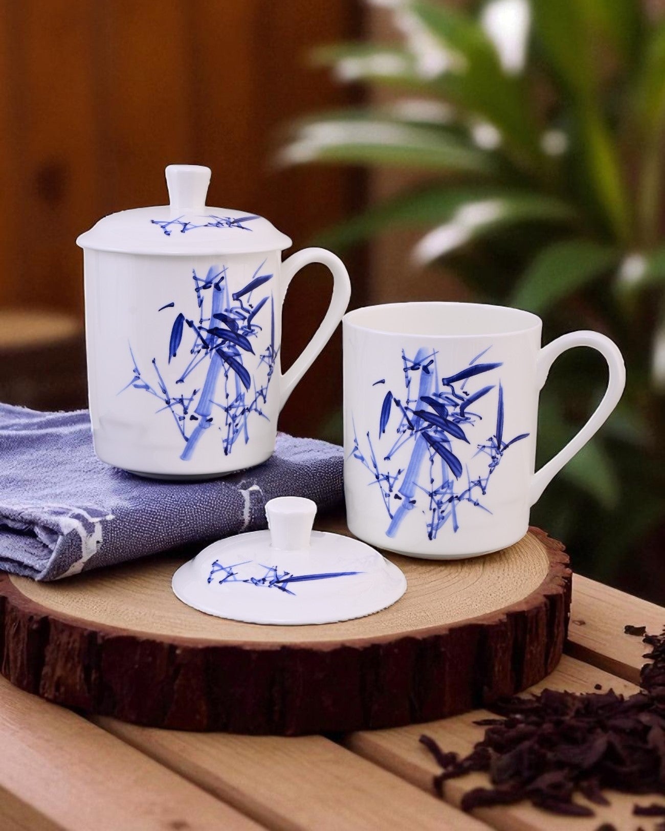 'Blue Bamboo' Fine Bone China Mug