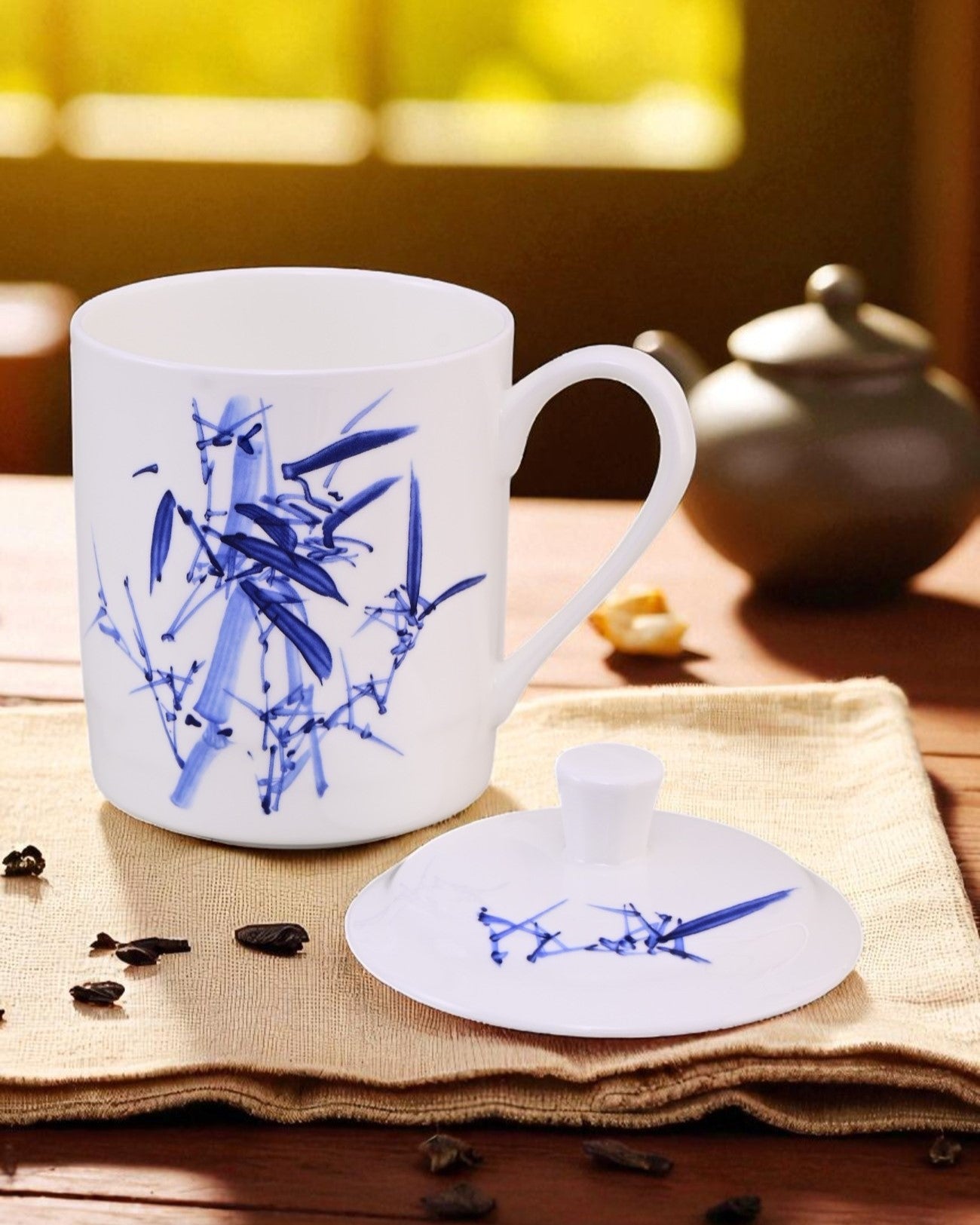 'Blue Bamboo' Fine Bone China Mug