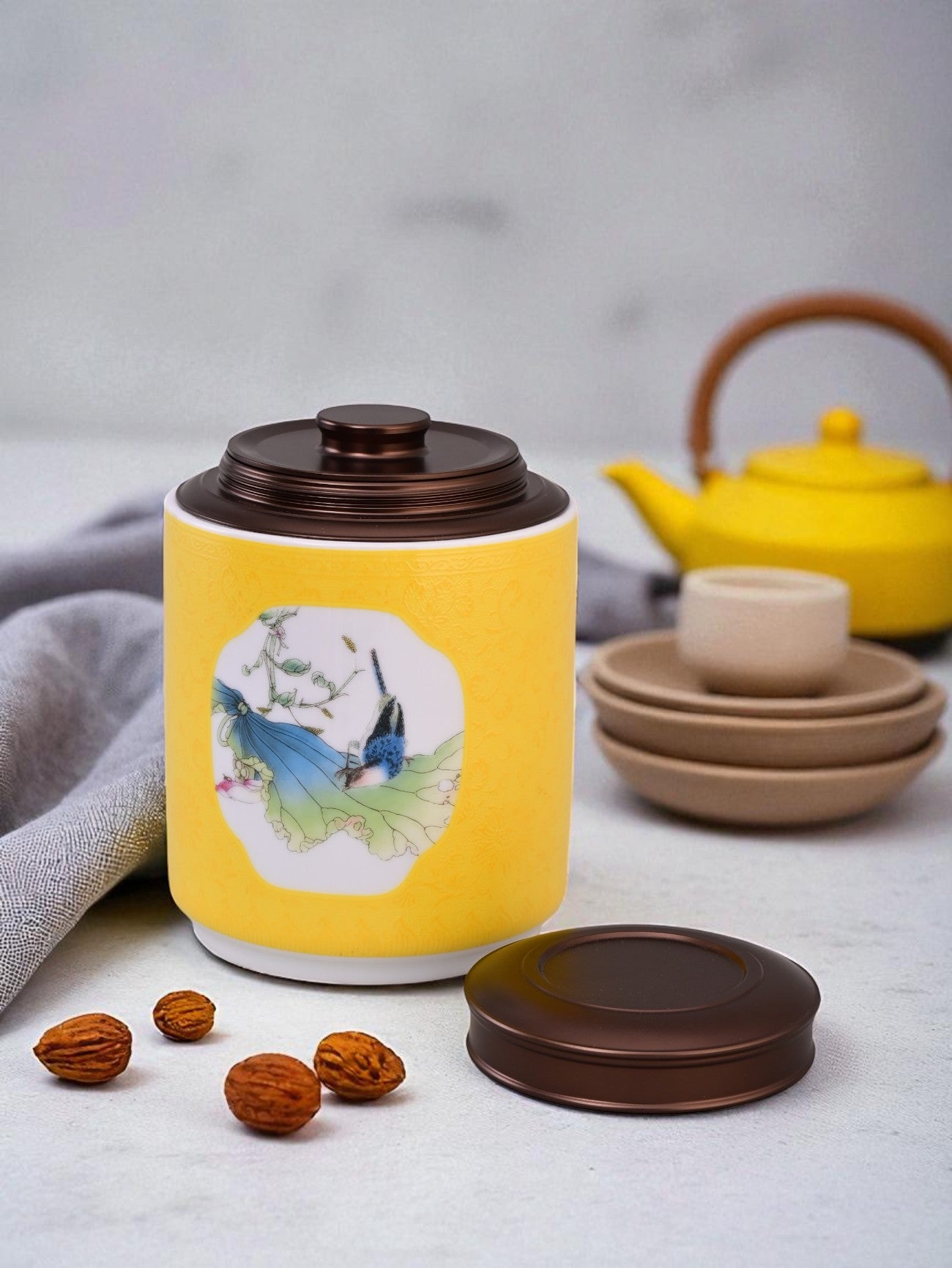 Canton Porcelain Storage Jar - Yellow