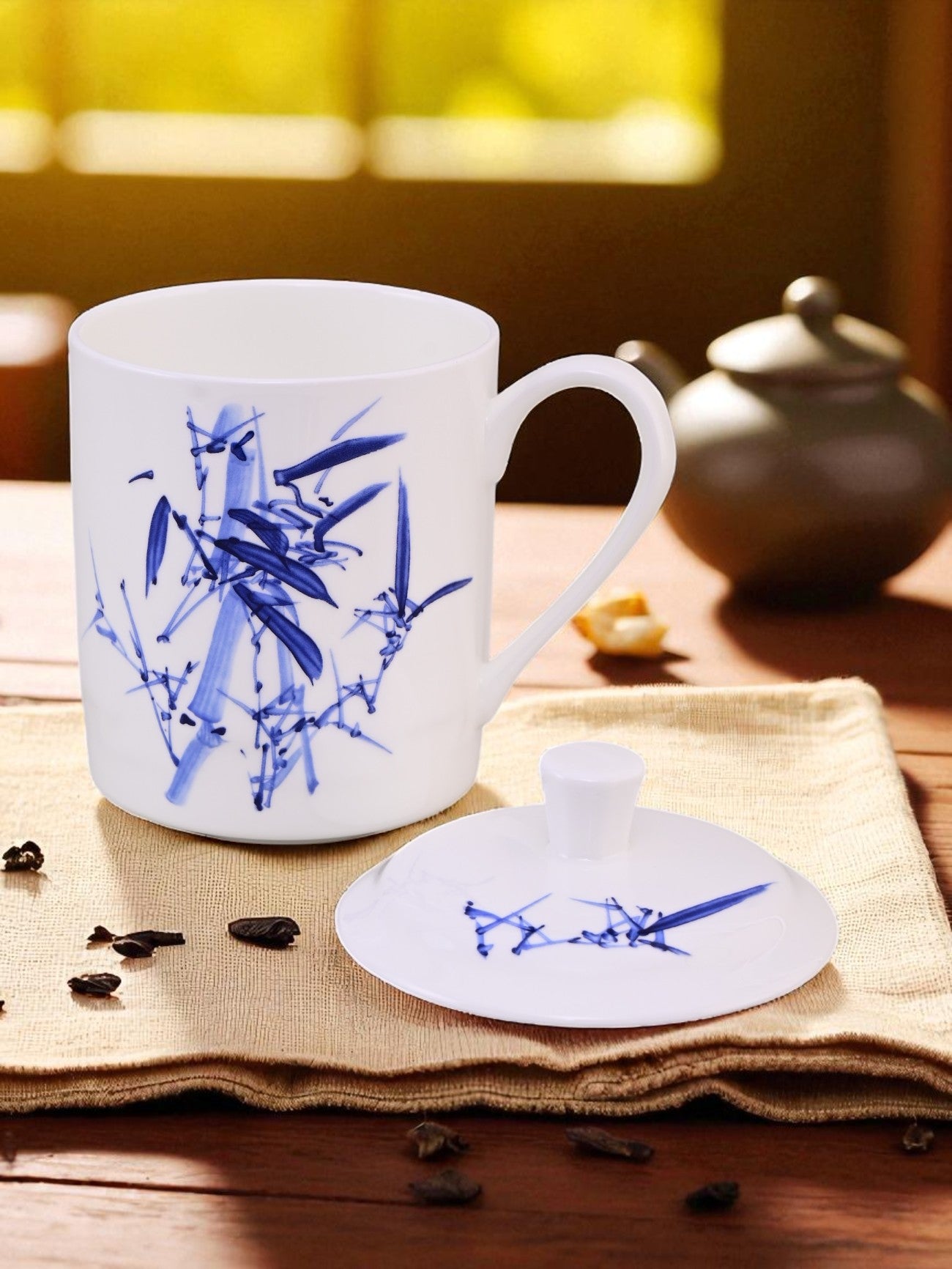 'Blue Bamboo' Fine Porcelain Mug