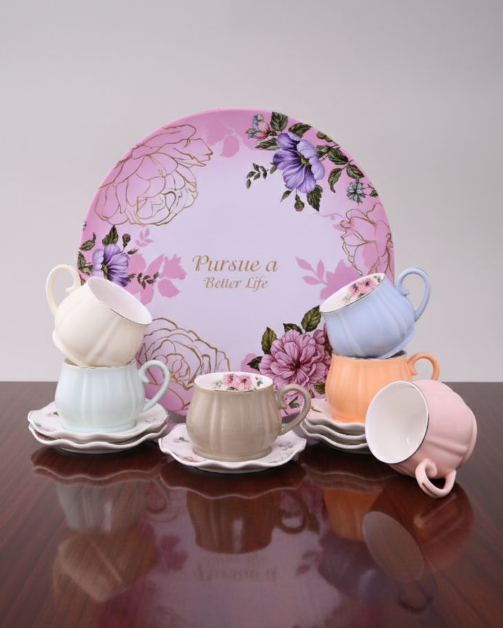 Cupful of Colors Tea Cup With Saucer - Set Of 6