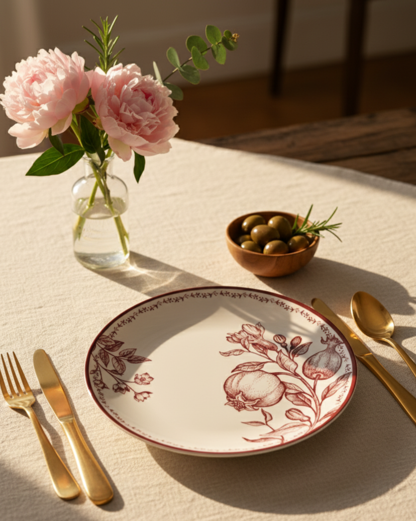 Timeless Pomegranate Charm Dinner Set Red - Set of 16