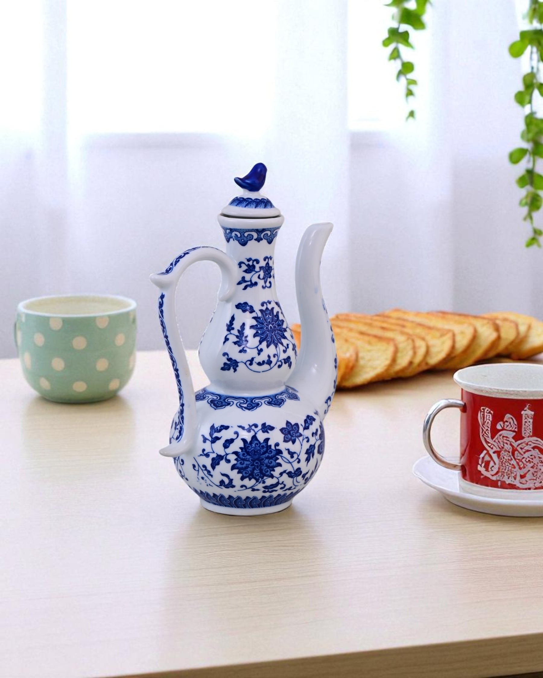 Blue & White Floral Pitcher Vase
