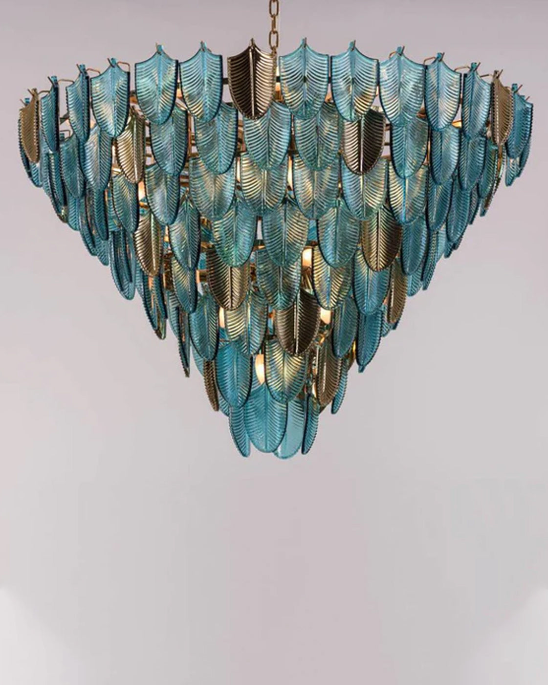 Blue Crystal Leaf Chandelier - 800MM