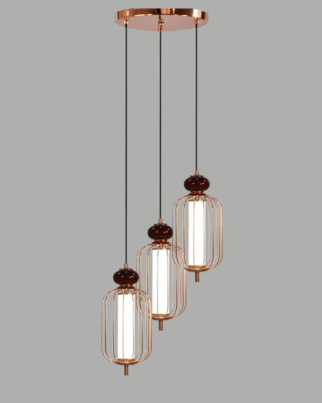 Geometric Glass Shade Pendant Light - 3 Lights