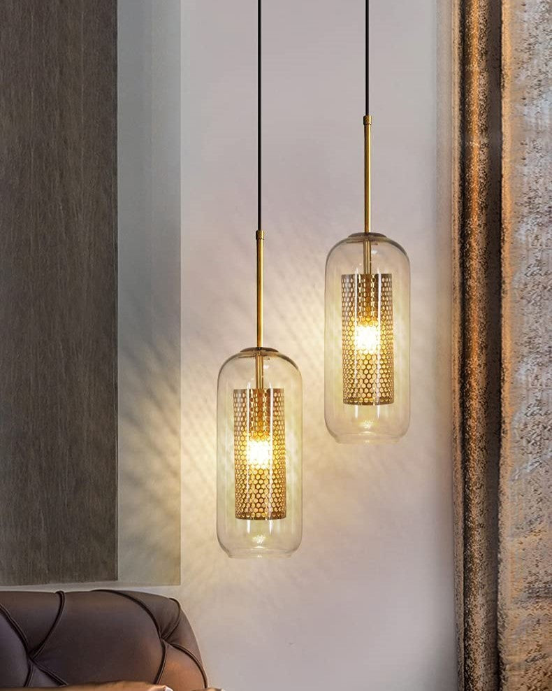 Lumen Mesh Pendant Light - Amber