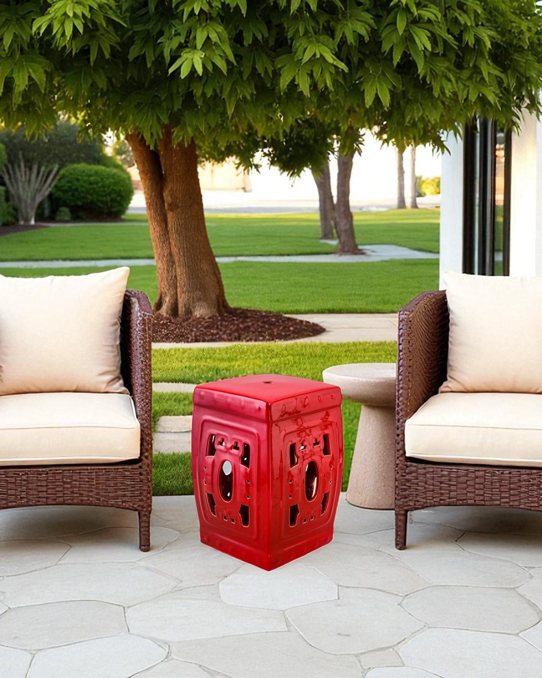 Imperial Red Garden Stool