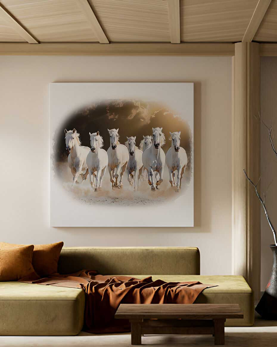 Shwet Ashva' Purity Of Motion Vastu Wall Art Print- 24" x 24"