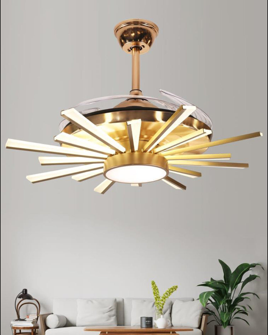 Solar Flare Retractable Ceiling Fan + Chandelier Light (with Remote Control)