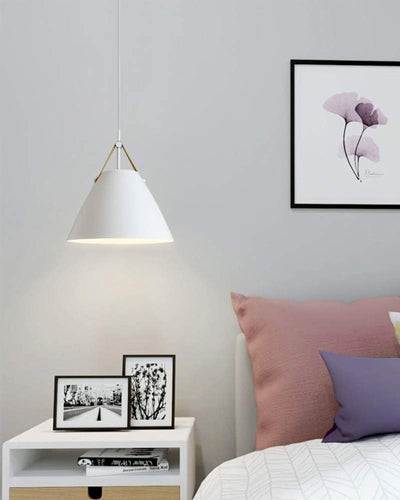 Leather Strap Pendant Light - White