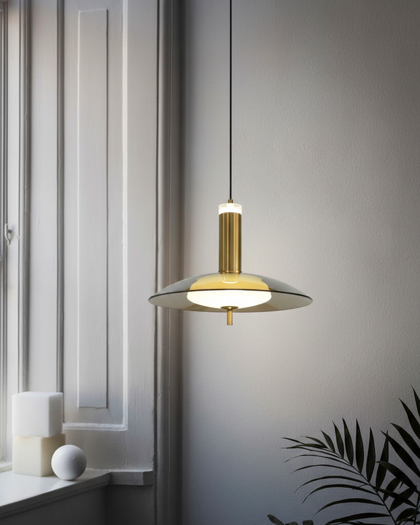 Modern Brass Disc Pendant Light
