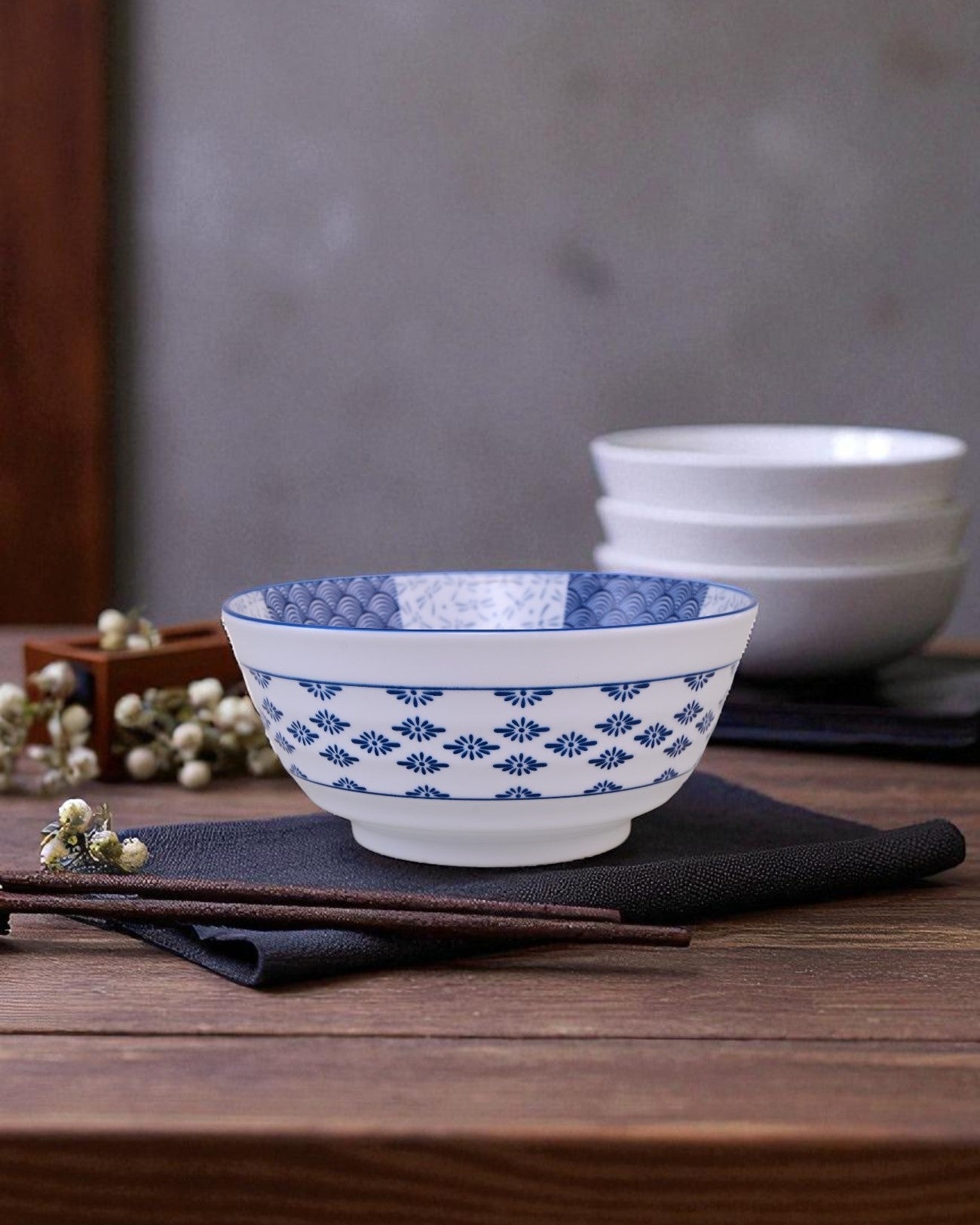 Midnight Mosaic Ceramic Serving Bowl