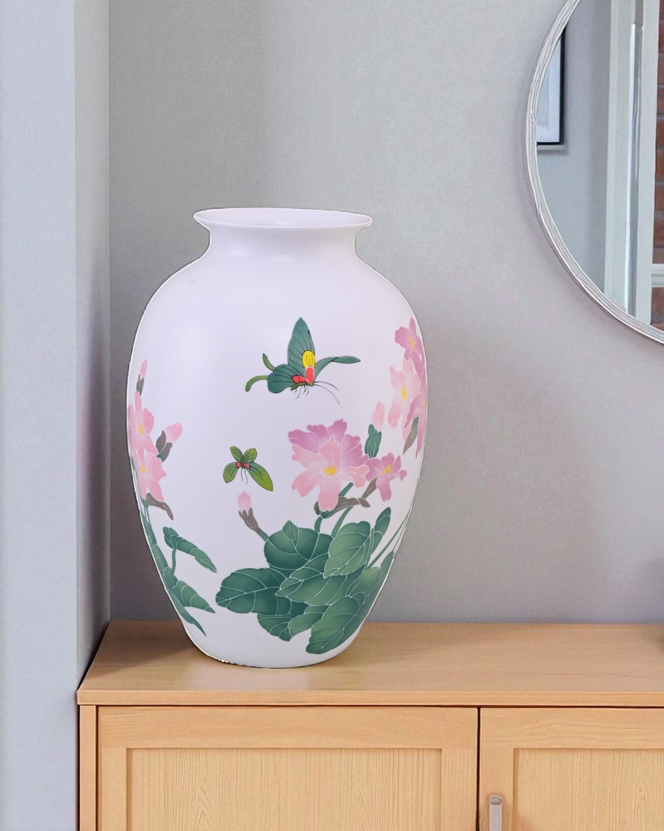Fencai Pink Blossom Bone China Vase