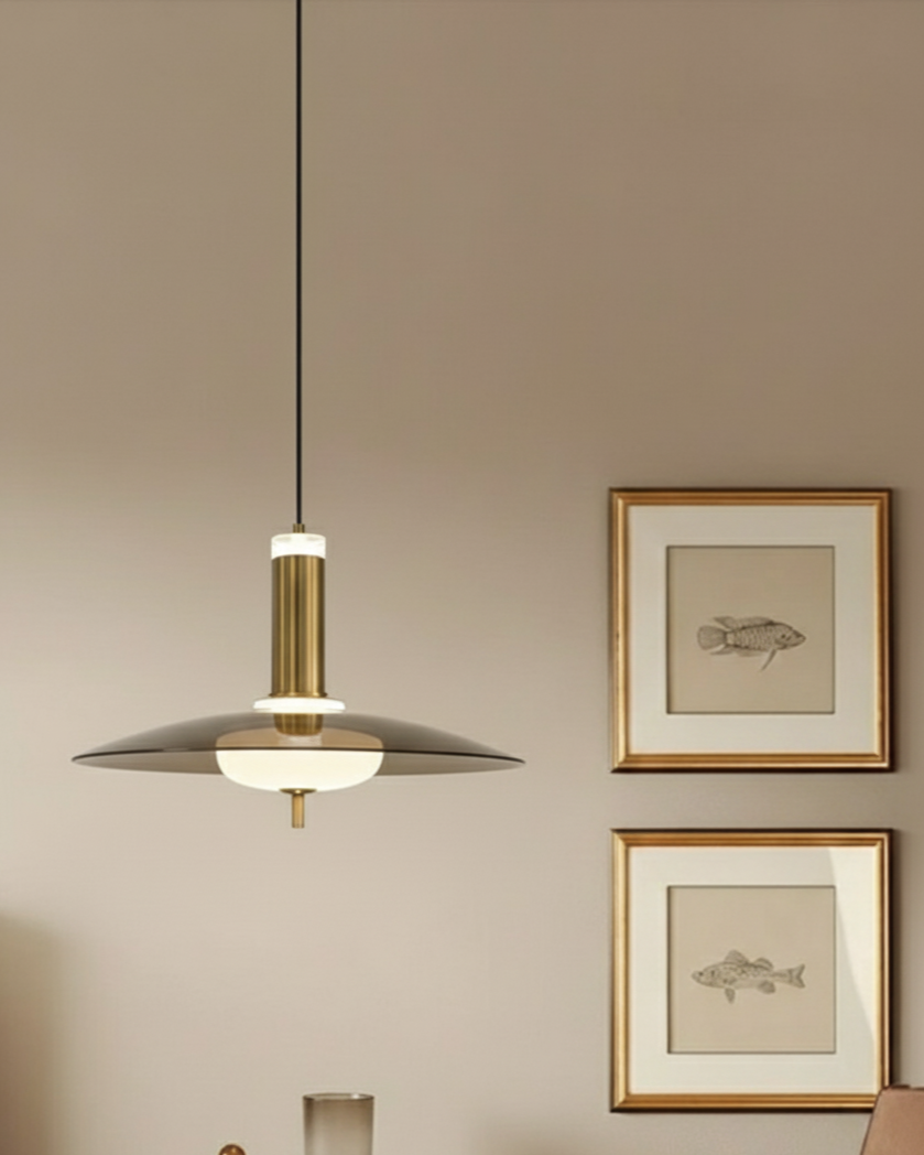 Modern Brass Disc Pendant Light