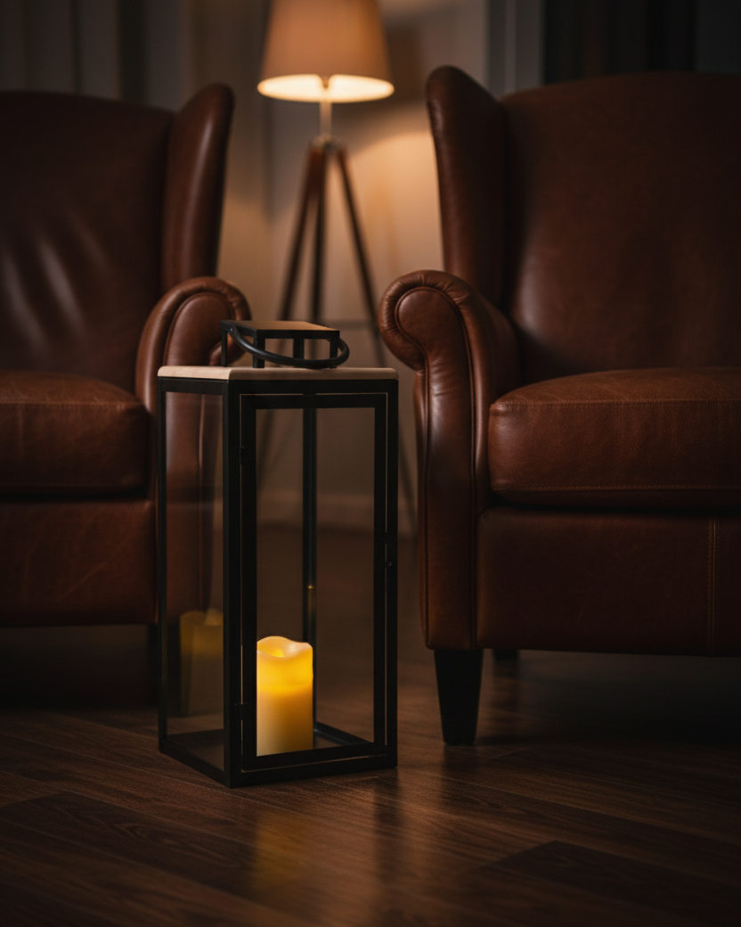 Black Frame Elegance Candle Lantern