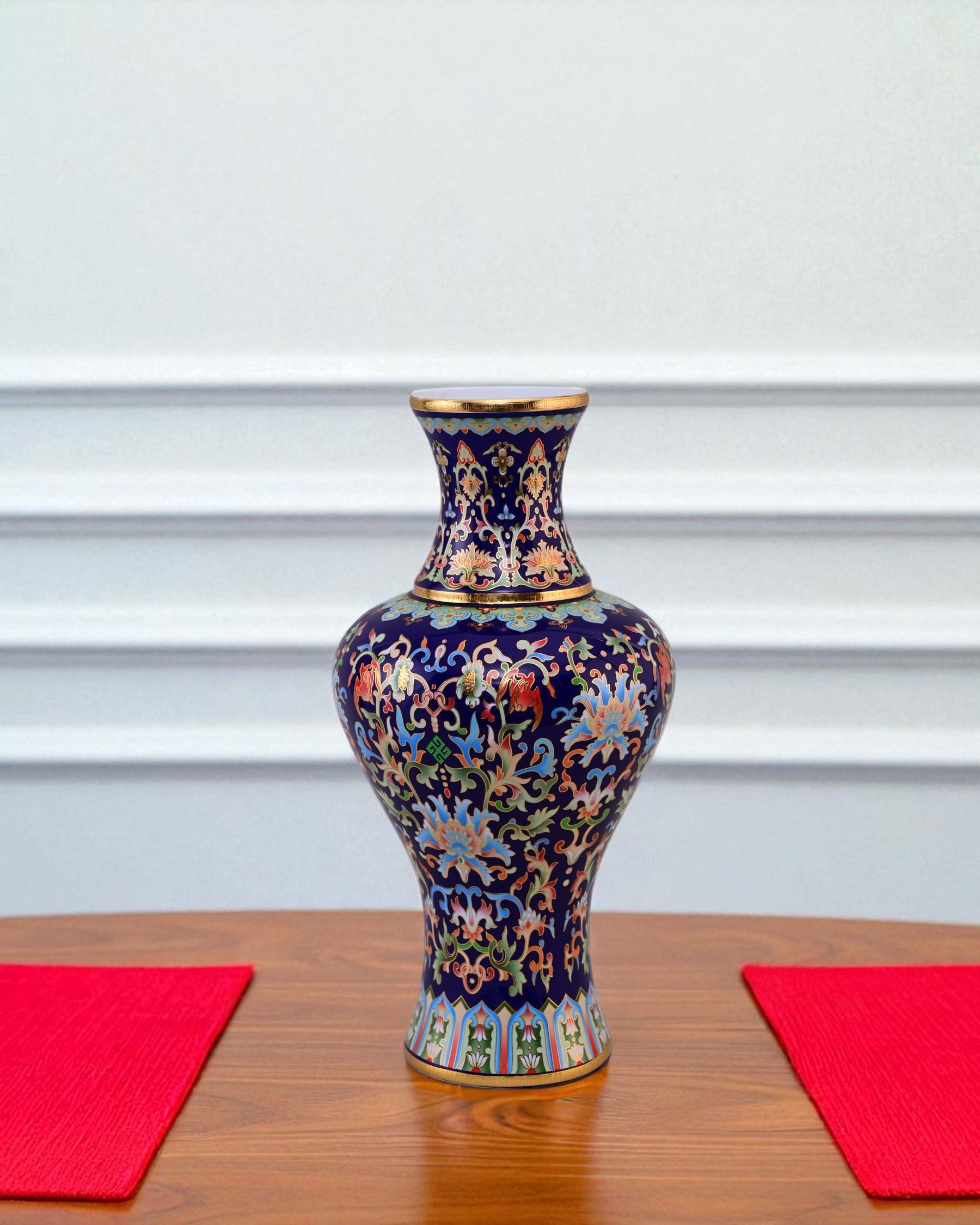 Majestic Enamel Cloisonne Flower Vase - Blue