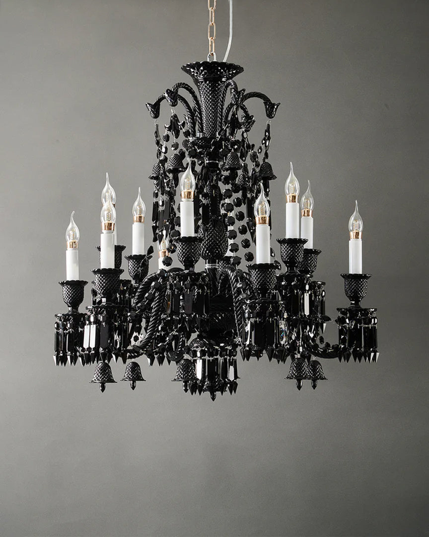 Victorian Black Crystal Chandelier - 12 Light